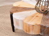 Rustic Manufactured Wood Flower - Shaped Coffee Table with Metal Legs, 31.7" Diameter Vintage W2729P353716