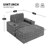 ZUN [Video]42" Oversized Chaise Lounge Indoor,Faux Rabbit Fur Sofa Bed with Storage Ottoman and N723P232726E