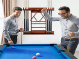 Brown Pine Wood Wall-Mounted Billiards Cue Rack, Holds 8 Cues & 16 Balls with 5 Storage Compartments 14806939