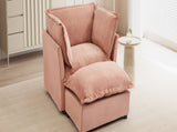 Modern Armchair Sofa 47" Cozy Upholstered Sofa Chair with Movable Ottoman, Wide Seat, Curved N719P292695P