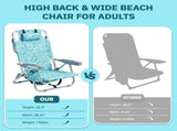 1 PCS Aluminum Beach Chair, 8.5 Inch Seat Height Teal Tribal Pattern, Adjustable Folding Chair with 78014252