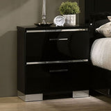Contemporary 1pc Nightstand Black Color High Gloss Lacquer Coating Chrome Handles and Feet Bedside B011P155870