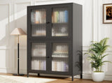 Classic Metal Storage Cabinet Display Cabinet with 4 Glass Doors 4 Shelves Cabinet Freestanding W2378P176269