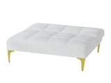 Convertible sofa bed futon with gold metal legs teddy fabric W109768483
