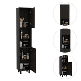 Hobart Pantry, Three Interior Shelves, Two Shelves, Two Cabinets -Black B20091870