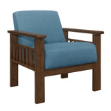 Blue Fabric Upholstered 1pc Accent Chair Walnut Finish Wood Durable Modern Home Furniture Padded B011P256308