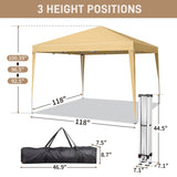 3 x 3m Two Doors & Two Windows Practical Waterproof Right-Angle Folding Tent Khaki 82188292