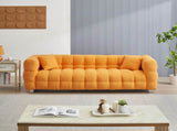 80-Inch Orange Teddy Fleece Sofa for Living Room or Bedroom, Including Two Throw Pillows & Sturdy W1278P173376