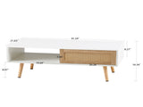 41.34" Rattan Coffee table, sliding door for storage, solid wood legs, Modern table for living room W1265107718