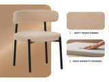 Medieval modern dining chair set, 4 pieces, round seat cushions, black metal legs, curved back 45820409