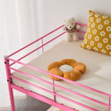 Pink Twin Size Low Loft Bed with Slanted Ladder Round Tube Metal Frame 69732381