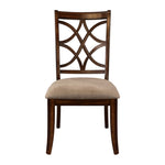 ZUN Wooden Side Chairs Set of 2 Elegant Back Design Fabric Upholstery Cherry Finish Formal Dining B01143650