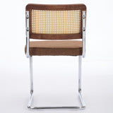 Mid Century Modern Dining Chairs Set of 2, Linen Accent Chairs with Natural Cane Back & Stainless W1143P342097