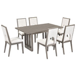 ZUN Wood Table Set for 6, Farmhouse Rectangular Table and 6 Upholstered Chairs Ideal for 02300698