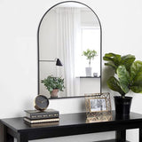 ZUN Black 20x30 INCH Metal Arch Barhroom mirror 05906160