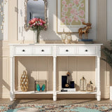 Console Table Sofa Table Easy Assembly with Two Storage Drawers and Bottom Shelf for Living Room, 85312025