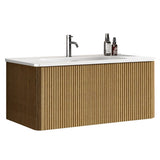 U088-Etna36W-306 Etna 36"Striped Natural Oak Bathroom Vanity with White Ceramic Sink, Wall Mounted W1865P293618