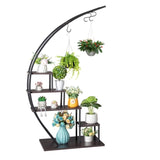 5 Layers Semicircle Iron Wood Suitable For Garden Balcony Patio Lawn Home Decoration Plant Stand 56044277