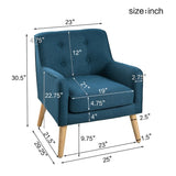 Mid-Century Modern Armchair - Tufted Fabric Accent Chair with Solid Wood Legs for Living Room, N767P257565E