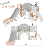 ZUN Kids Slide Playset Structure 9 in 1, Spaceship Set with Slide, Arch Tunnel, Ring Toss, Drawing 36546429