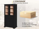 67.2" Tall Bathroom Storage Cabinet with Tempered Glass Doors, Adjustable Shelves & Drawer Modern 56623098