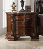 ZUN Formal Traditional 1pc Nightstand Only Brown Cherry Solid wood 3-Drawers Intricate Accents Glides B011139600