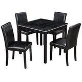5 Piece Dining Table Set, Kitchen Table Set with a Square Table and 4 Upholstered Chairs, 78365253