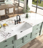 ZUN Inch White Farmhouse Sink Deep Apron Sink Undermount Farmhouse Kitchen Sink Single Farm Sink W928123621