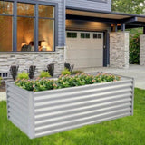 632ft Galvanized Raised Garden Bed, Metal Outdoor Planter Box, Rectangular Garden Bed for Planting 96667793