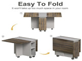 5 Pieces Folding Extendable Dining Table Set with 4 Chairs for 4 Peoples, 55'' Drop Leaf Wood 53461376