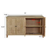 59" Brown Accent with 4 Doors, Natural Wood Buffet, Media, Console, W2295P306917