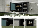 3-in-1 Bathroom Mirror Cabinet, 42 inch Wall Mounted Medicine Cabinet with Adjustable Shelf & Soft N710P358613B