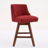 Counter Height Swivel Barstools, 26'' H Seat Height Upholstered Bar Stools Set of 2, Fabric in Wine W1143P237898