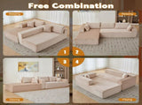 Compression Sectional Couch with Comfy Chaise, Boneless L Shape Sofa with Deep Seat, Minimalist 21327516