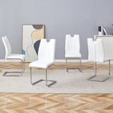 White PU Dining Chair Set.Uniquely designed white dining chairs. PU material, paired with silver W2920P225021