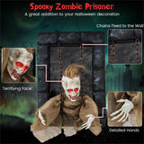 18"x12.5" Sound-Activated Halloween Zombie Prisoner Decor - Glowing Red Eyes, Creepy Sounds & 38442131