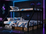 Heavy Duty Twin over Queen Metal Bunk Bed with 1200 LBS Capacity, Noise-Free Structure with Wall W5635P531647