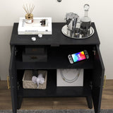 Mid Century Modern Fluted Sideboard with Adjustable Shelves & Solid Wood Legs, Buffet W1801P272511