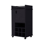 ZUN Allandale 1-Door Bar Cart with Wine Rack and Casters Black B062111721