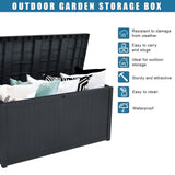 ZUN 113gal 430L Outdoor Garden Plastic Storage Deck Box Chest Tools Cushions Toys Lockable Seat 44898789