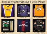 Shirt Display Frame With UV Resistant Acrylic and Hanger, Wall Mounted Baseball Basketball Football 20453912