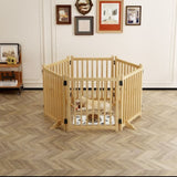 (6 Panel) Wooden Freestanding Dog Gates for The House,Dog Gates for Doorways, Stairs,Wood Dog Fences W2641P336052