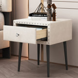ZUN Modern Nightstands Set of 2 with Drawer and Crystal Handle, Elegant Rivet Velvet Design Bedside WF322806AAA