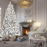 4.5FT Flocked Christmas Tree with 250 UL Lights and 24 Natural Pine Cones Snowy PVC 498 T3637P339739