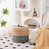 Round Pouf Ottoman Natural Seagrass Pouf Footrest, Foot Stool for Bedroom Living Room Accent 12921405