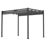 ZUN 10 x 7 FT Outdoor Patio Sun Shade Shelter, Garden Gazebo Pergola with Retractable Canopy Roof, Gray 20640105