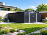 11' x 9' Metal Garden Storage Shed with Foundation Kit, Double Lockable Doors for Outdoor Tools & 50638684