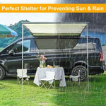 ZUN 6.6ft x 8.2ft, Rooftop Pullout Ripstop UPF50+ Side Awning, Reinforced Hinges & Poles for 61711410