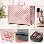 ZUN Portable Makeup Case with LED Mirror Travel Makeup Bag Cosmetic Organizer Box with Locks, Brush W1550P163304