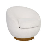 Shearling Sherpa Swivel Chair with Wood Base B035P262681